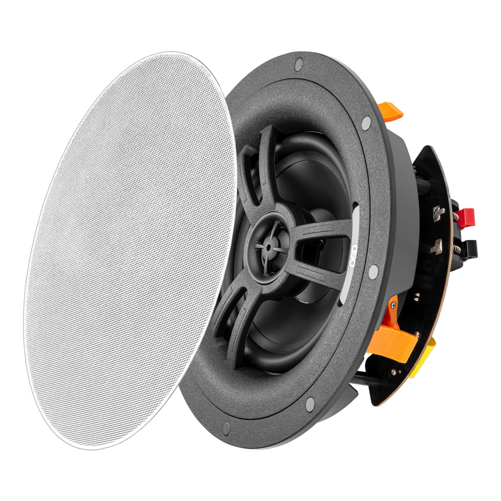 OSD Black R61EZ 6.5" In-Ceiling Speaker, 1" Pivoting Soft Dome, Quick EZ Mounting System (Single)