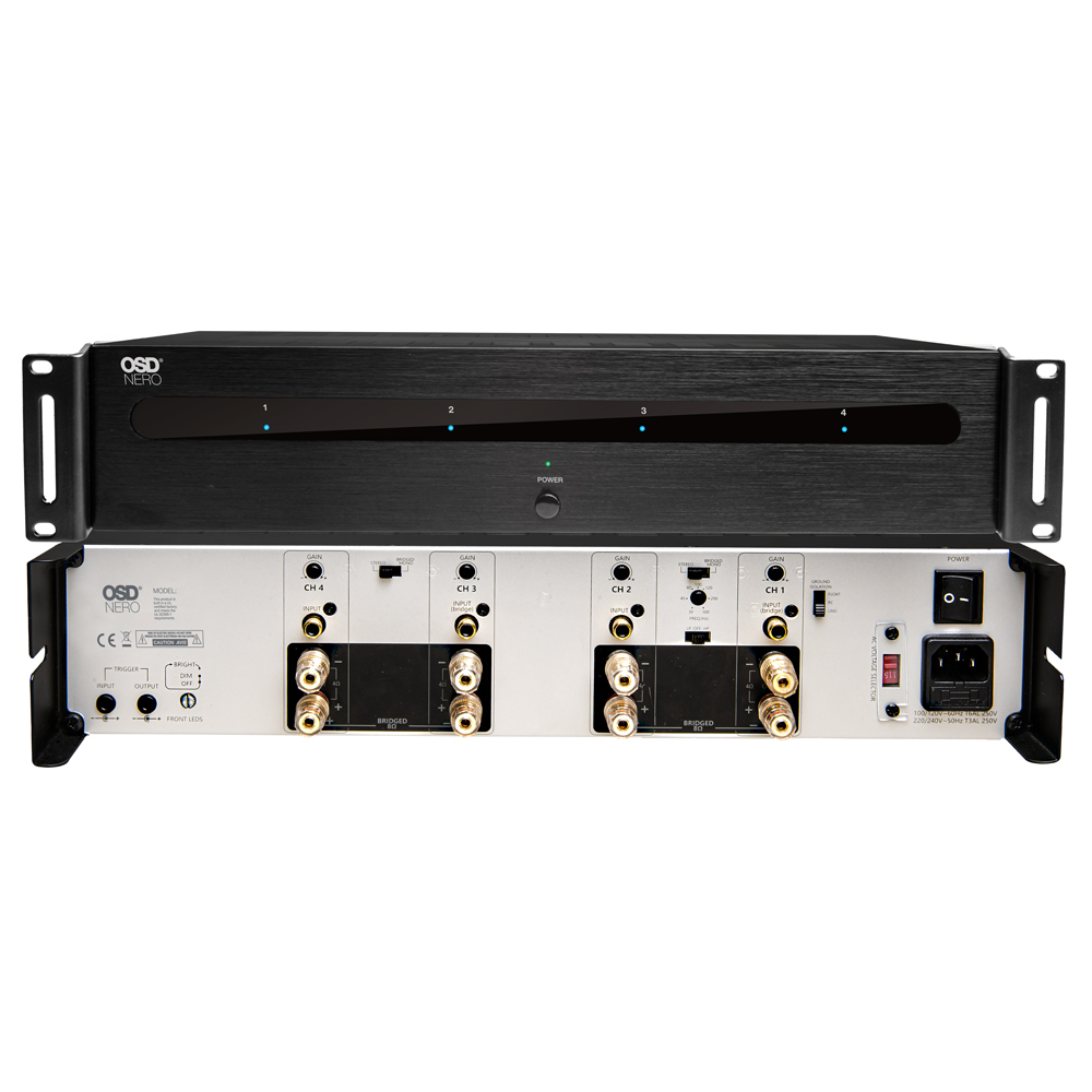 OSD 4x 175W Home Theater Amplifier, High Power Bridging with Passive Subwoofer Controls, 105 dB SNR